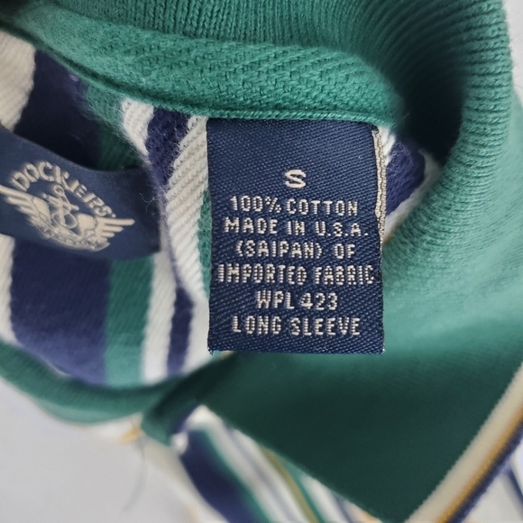 Vintage Dockers Polo Shirt Men’s Small Striped Long Sleeve 90s Made In USA - Picture 3 of 8